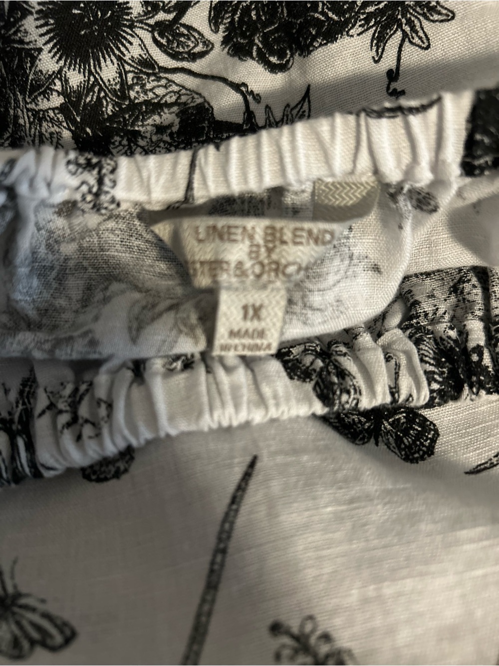 Hester & Orchard Linen Cotton Toile Butterfly Peasant Blouse Top 1X Linen blend - Picture 5 of 5